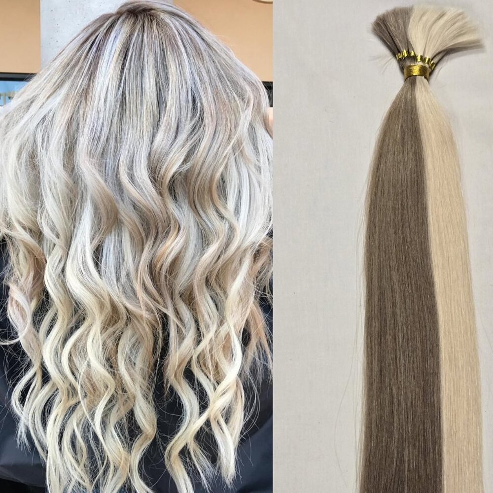 20″ 100 grams,10 Bundles, Human V-Light Bulk Hair Extensions(Loose Hair) #18/613